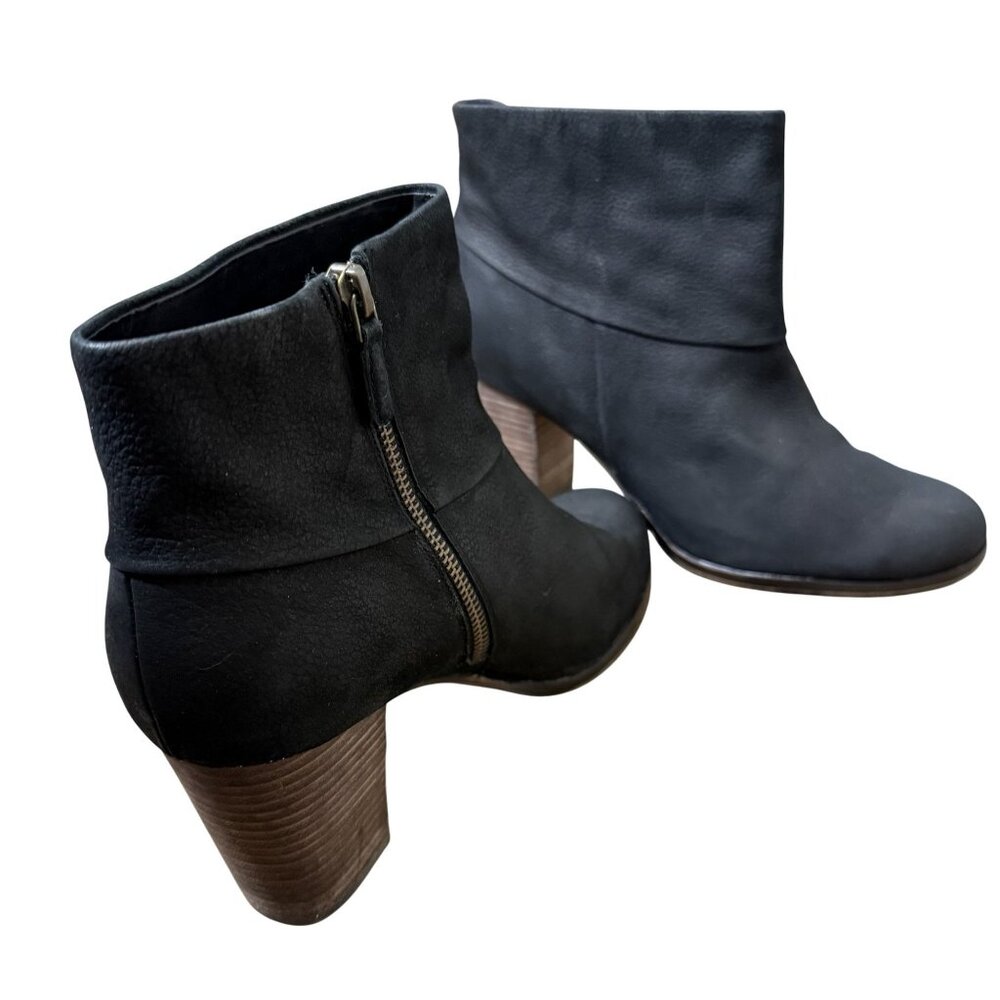 Cole Haan Black Leather Ankle Boots With Side Zippers‎ Womens Size 10B - EUC